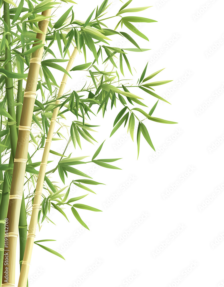 Obraz premium Elegant Bamboo Leaves on White Background – Minimalist Nature Design