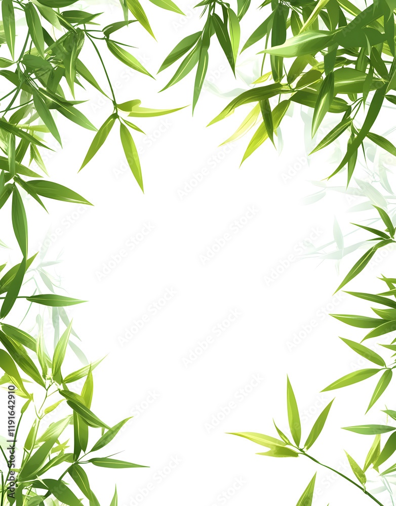 Fototapeta premium Elegant Bamboo Leaves on White Background – Minimalist Nature Design