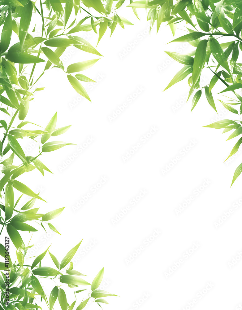 Naklejka premium Elegant Bamboo Leaves on White Background – Minimalist Nature Design
