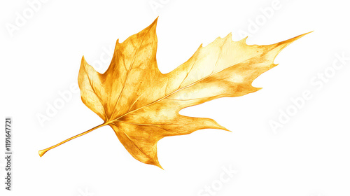 Clipart illustration of a golden maple leaf and small pumpkin on white background, perfect for adding autumn charm to your designs. Goldenleaf. Illustration photo