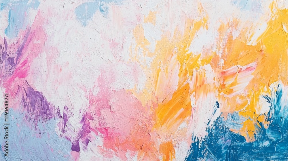 Vibrant and textured abstract painting with visible brushstrokes in shades of pink, orange, blue, purple and white, creating a dynamic and artistic background Vibrant and textured abstract painting with visible brushstrokes in shades of pink, orange, blue, purple and white, creating a dynamic and artistic background