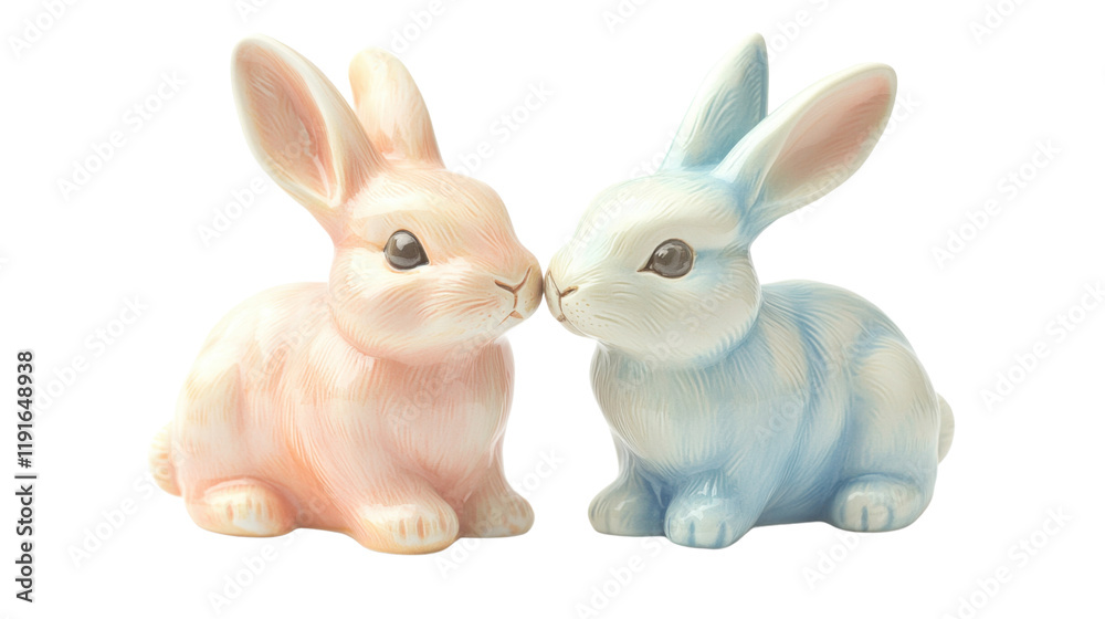 Obraz premium Ceramic bunny pair transparent background