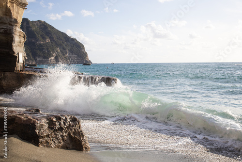 big waves in the sea summer background