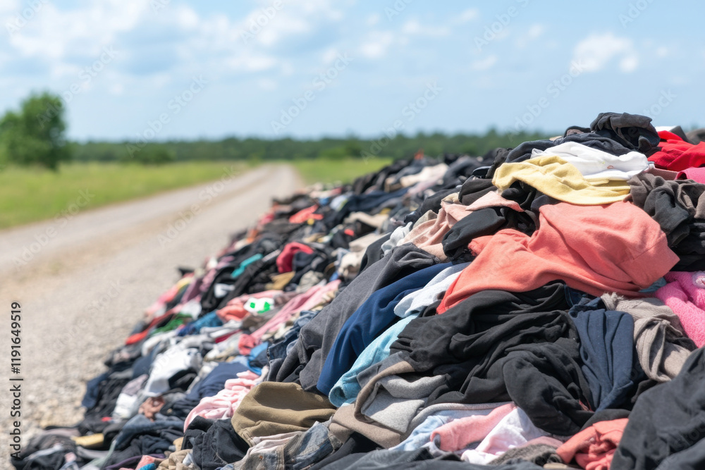 A pile of clothes is on the side of the road A pile of clothes is on the side of the road