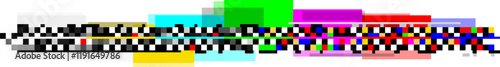 Checkered racing flag is moving fast creating a colorful pixelated background, representing speed, competition, and the thrill of motorsport
