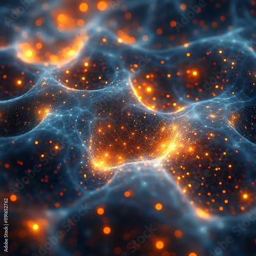 Mesmerizing abstract web blue and orange fractals image photo