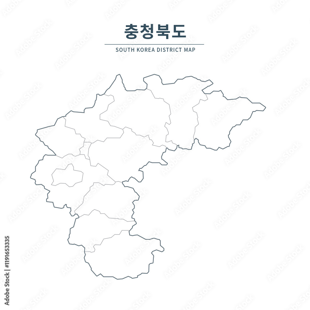 Chungcheongbuk-do map. Map of South Korea with Major Cities, Clean Line Design on White Background.
Chungcheongbuk-do map. Map of South Korea with Major Cities, Clean Line Design on White Background.