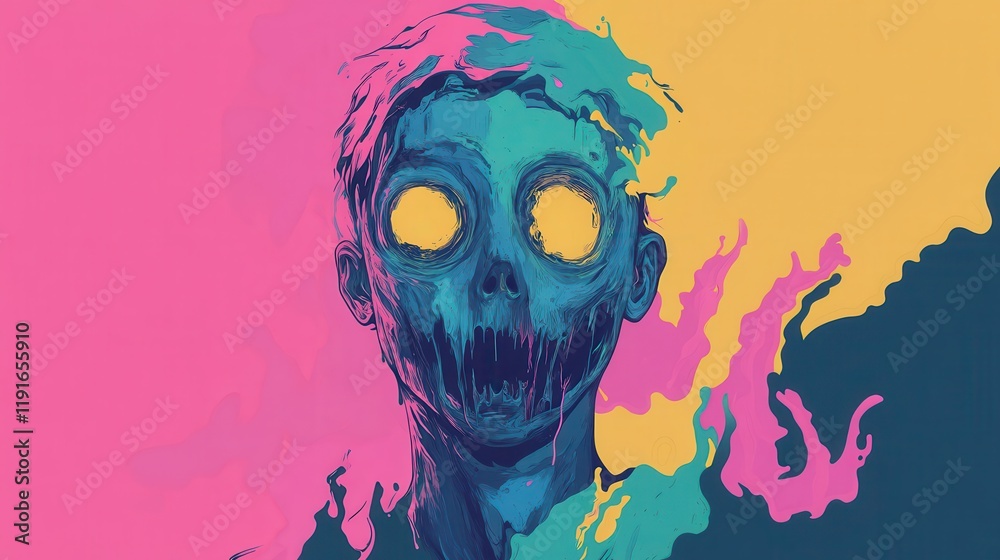 Abstract Colorful Zombie Head Artistic Painting Abstract Colorful Zombie Head Artistic Painting