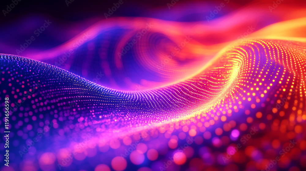Colorful waves of light create a mesmerizing digital landscape in a vibrant setting Colorful waves of light create a mesmerizing digital landscape in a vibrant setting