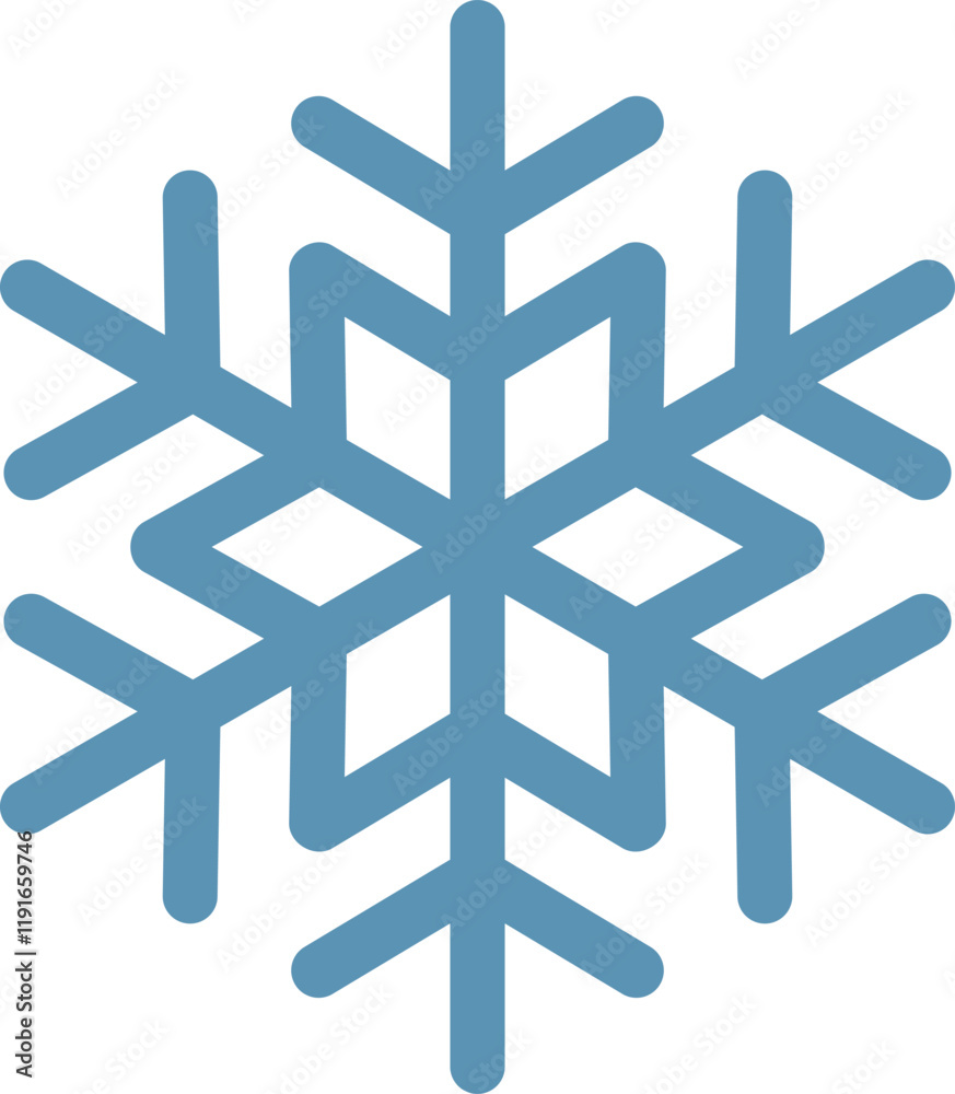 Minimalist vector illustration of a stylized light blue snowflake on white background, representing winter, christmas, cold temperatures, ice and snow Minimalist vector illustration of a stylized light blue snowflake on white background, representing winter, christmas, cold temperatures, ice and snow