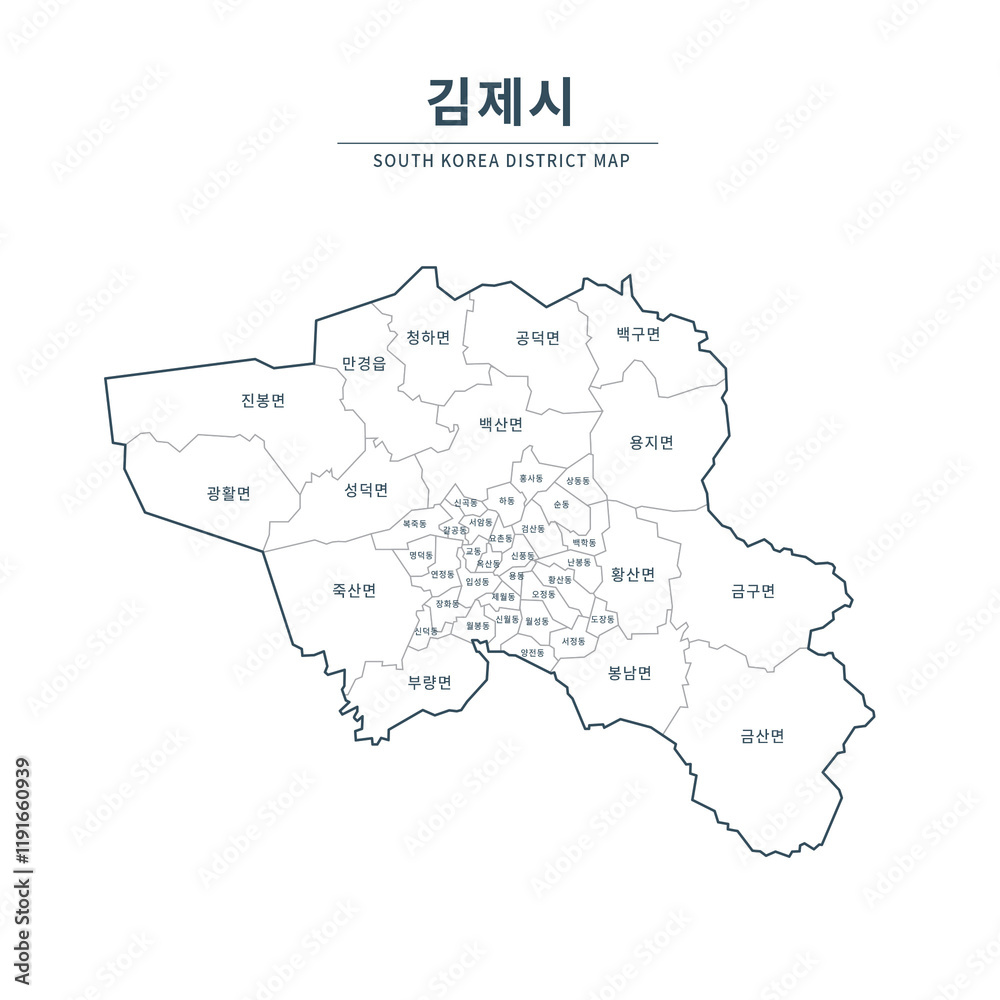 Fototapeta Gimje map. Map of South Korea with Major Cities, Clean Line Design on White Background.

