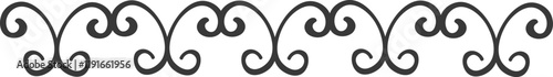 Elegant seamless border composed of repeating swirls creates a sophisticated and decorative pattern, ideal for embellishing various design projects