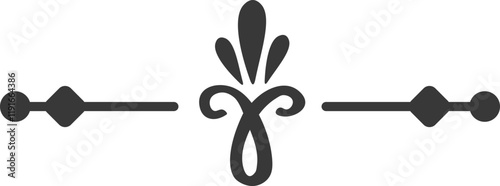 Horizontal decorative vector element with floral ornament and lines, ideal for elegant page dividers, wedding invitations, or vintage style designs