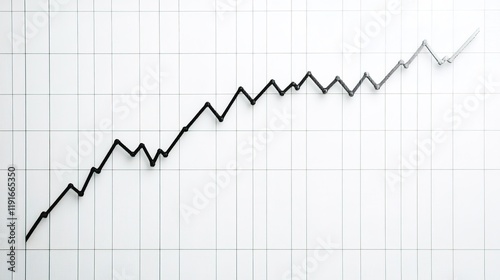Black line graph shows upward trend on grid