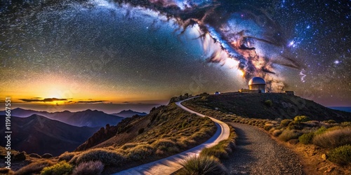 Starry Night Long Exposure, Roque de los Muchachos Observatory Path, Canary Islands, Spain photo