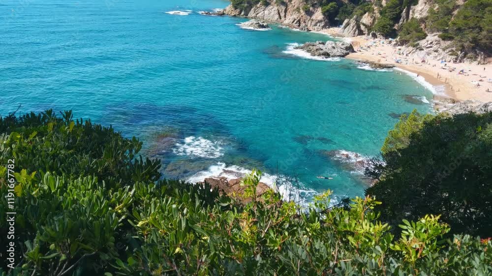Idyllic Coastal Beach Scene with Turquoise Waters for Travel Inspiration and Summer Design Idyllic Coastal Beach Scene with Turquoise Waters for Travel Inspiration and Summer Design