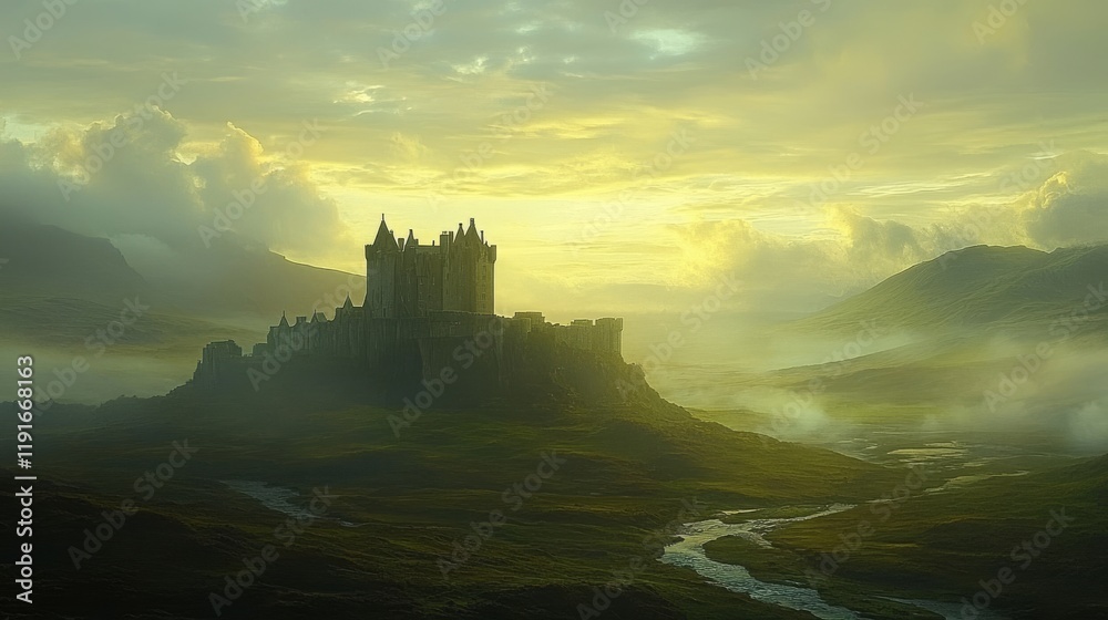Fototapeta premium Misty Sunset Castle