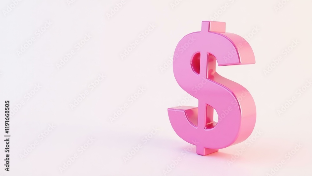 Rich neon pink currency symbol on right. Soft blue background. Copy space for text, 3D render AI Generated Designer Element Rich neon pink currency symbol on right. Soft blue background. Copy space for text, 3D render AI Generated Designer Element