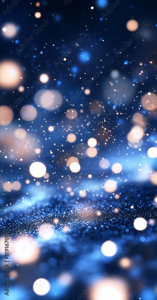 Obraz premium Blue glitter bokeh, night, celebration, background, festive