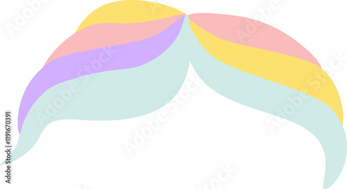 Pastel colored abstract mustache creating a playful and whimsical design, perfect for adding a touch of fun and lightheartedness to any project