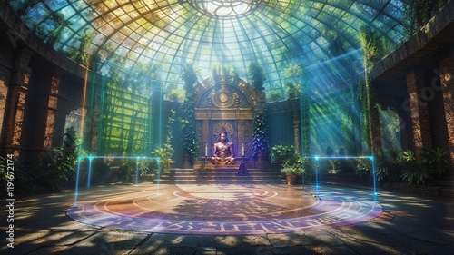 Buddha in Sunlit Conservatory