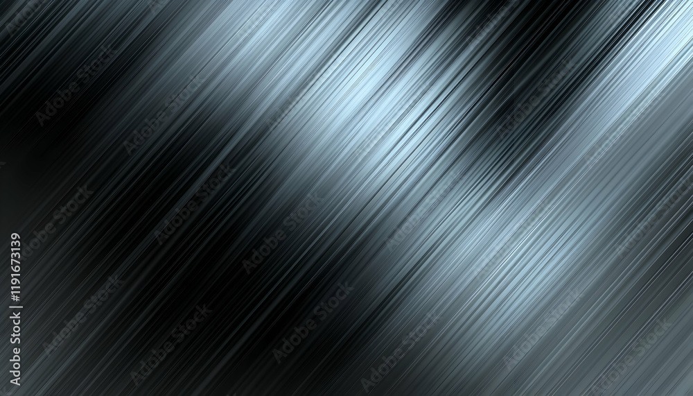 Abstract diagonal lines background, dark grey and light grey brushed metal texture, modern design.