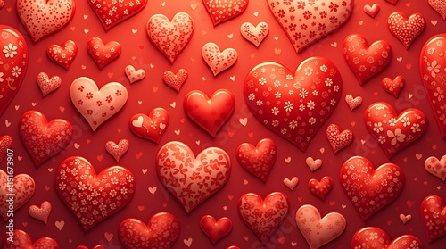 Valentine's Day Background Filled with Romantic Hearts and Beautiful Patterns for Love Celebration and Decorations

