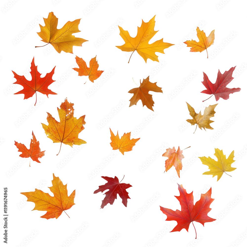 collection of various autumn leaves in shades of red. orange. yellow. and brown. arranged against a transparent background the leaves exhibit different shapes and sizes. showcasing the beauty of fall collection of various autumn leaves in shades of red. orange. yellow. and brown. arranged against a transparent background the leaves exhibit different shapes and sizes. showcasing the beauty of fall