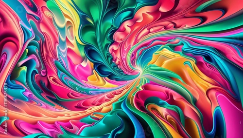 Vibrant Psychedelic Abstract Swirl Pattern with Bold Colors and Fluid Movement, Creating a Mesmerizing Visual Experience that Evokes Energy, Imagination, and the Surreal Beauty of the Mind