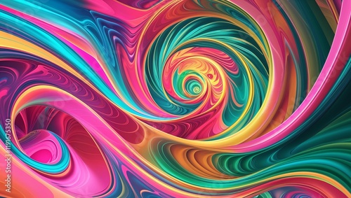 Vibrant Psychedelic Abstract Swirl Pattern with Bold Colors and Fluid Movement, Creating a Mesmerizing Visual Experience that Evokes Energy, Imagination, and the Surreal Beauty of the Mind