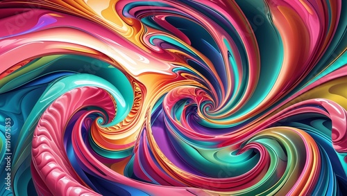 Vibrant Psychedelic Abstract Swirl Pattern with Bold Colors and Fluid Movement, Creating a Mesmerizing Visual Experience that Evokes Energy, Imagination, and the Surreal Beauty of the Mind