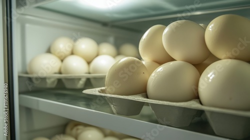 Fresh Eggs Stored in Fridge with Diffused Light