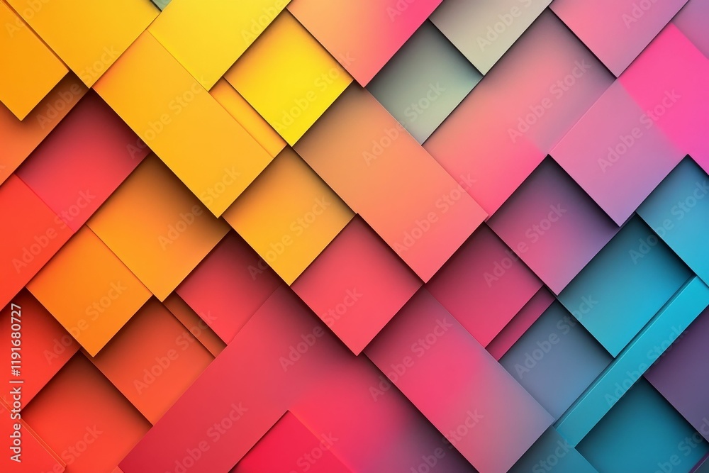 Abstract geometric pattern; colorful, overlapping squares. Abstract geometric pattern; colorful, overlapping squares.