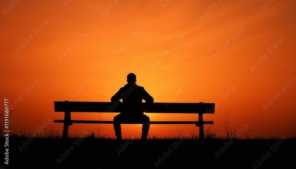 Silhouette of person sitting on bench at sunset. Inspirational banner for wellness, mindfulness, or personal growth themes. Solitude. Reflection. The quiet beauty of nature and moments.Silhouette of a Silhouette of person sitting on bench at sunset. Inspirational banner for wellness, mindfulness, or personal growth themes. Solitude. Reflection. The quiet beauty of nature and moments.Silhouette of a