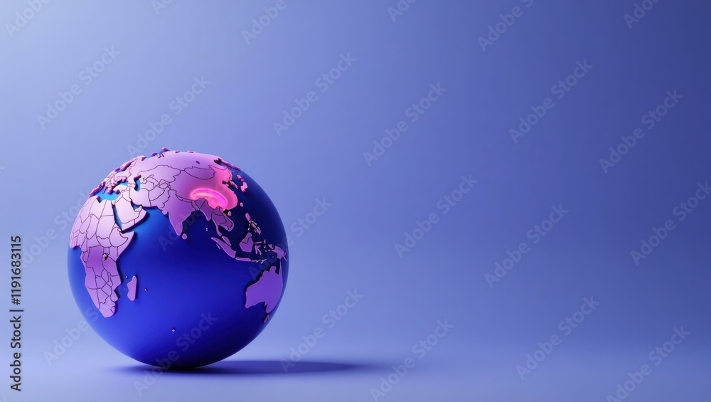 Rich violet prayer beads on left. Soft pink background. Copy space for text, 3D render AI Generated Designer Element