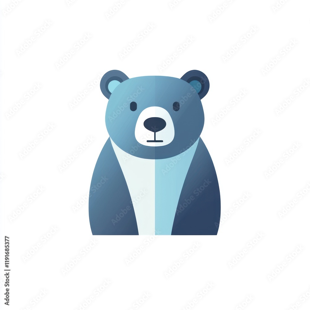 Cute cartoon bear illustration, simple design, suitable for children's media, or educational materials