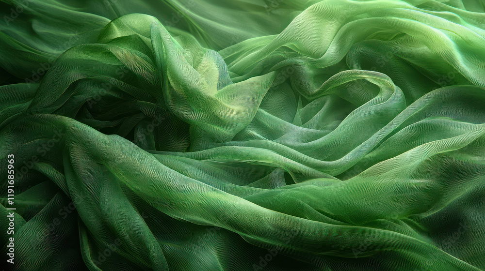 A Soft green flowing fabric creates serene and calming atmosphere. Perfect for St. Patrick Day celebrations A Soft green flowing fabric creates serene and calming atmosphere. Perfect for St. Patrick Day celebrations