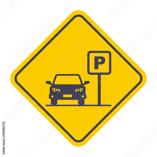 Black icon of car and sign of permission to park. Road sign for stopping transport.