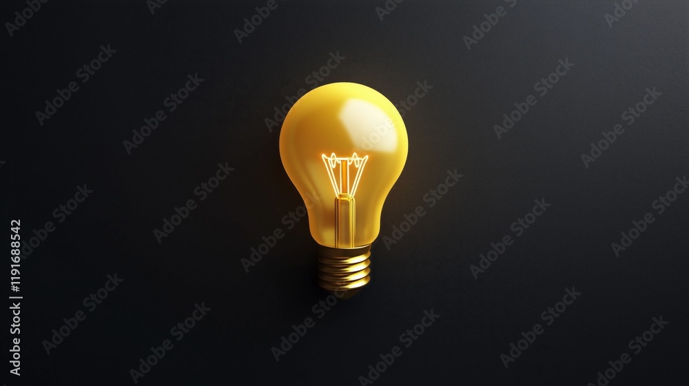 Glowing yellow light bulb on dark background Glowing yellow light bulb on dark background