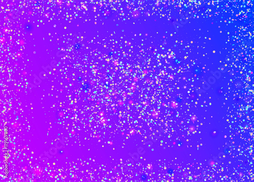 Festive Tinsel. Laser Texture. Transparent Effect. Holographic Paper. Cristal Banner. Happy Abstract Illustration. Pink 3d Background. Modern Dust. Blue Festive Tinsel