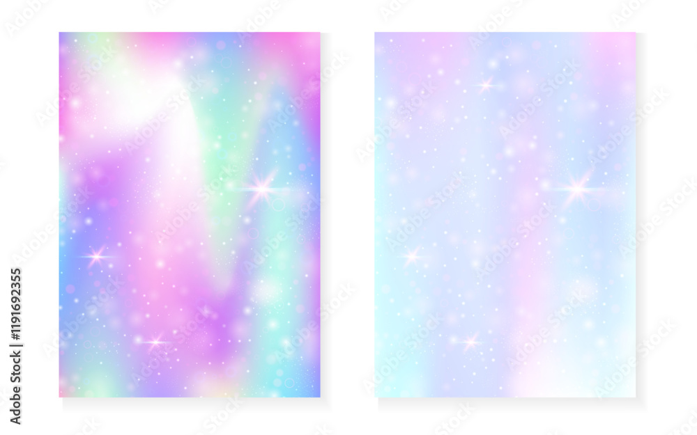 Princess background with kawaii rainbow gradient. Magic unicorn hologram. Princess background with kawaii rainbow gradient. Magic unicorn hologram.