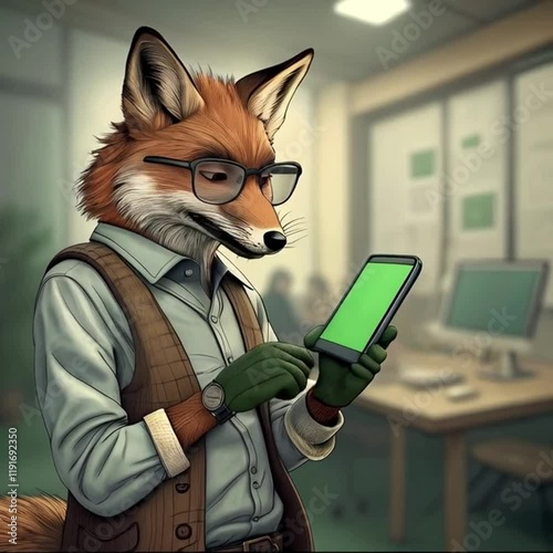 Cute cartoon fox with tablet, imaginative branding and fun storytelling inspiration