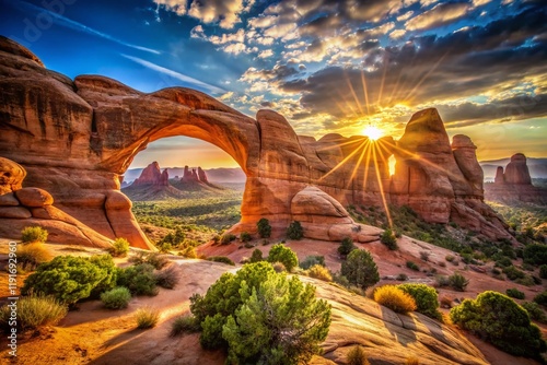 Vintage Double O Arch Hike, Arches National Park, Utah Landscape Photography photo