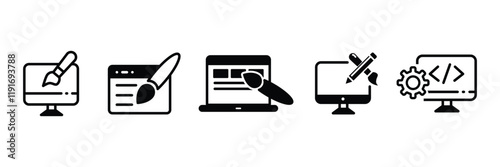 Set of web design icon collection. Minimal Graphic Design related symbol. Vector Illustration.