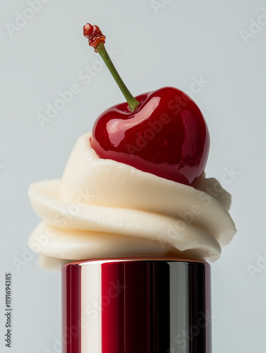 Red Cherry and Cream on Red Cylinder