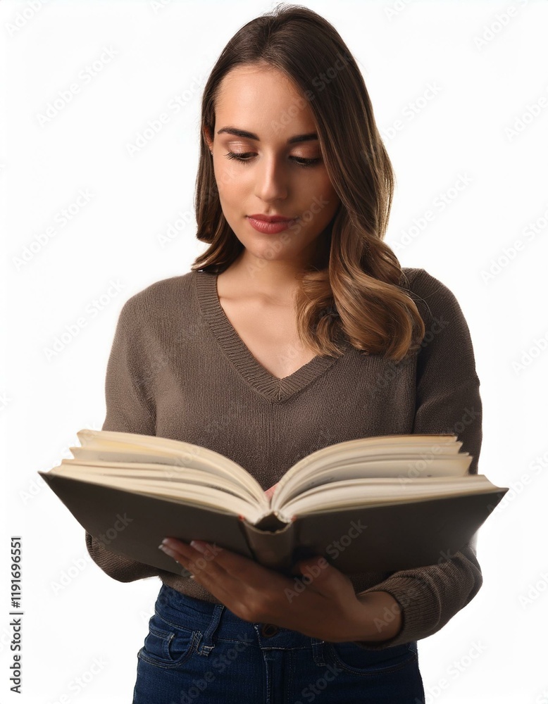 Generated image Attractive young woman reading a book Generated image Attractive young woman reading a book