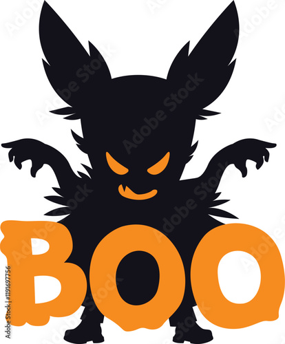 Halloween illustration in vector cartoon style. Not scary cute monster