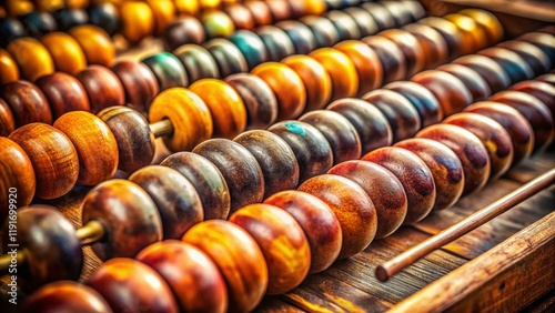 Vintage Wooden Abacus Close-Up: Antique Math Tool Texture photo