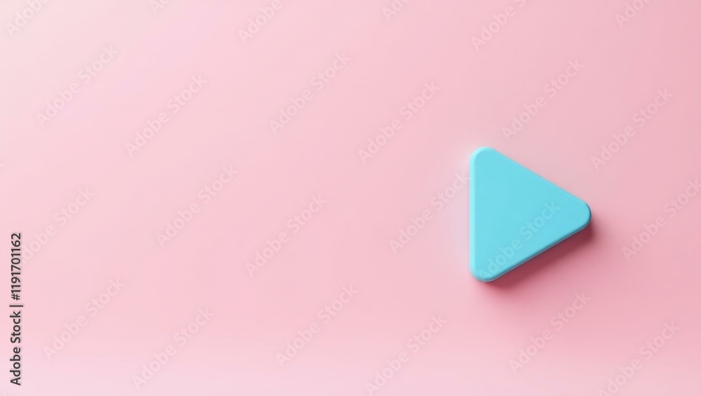 Aqua blue video play symbol on left. Soft blue background. Copy space for text, 3D render AI Generated Designer Element Aqua blue video play symbol on left. Soft blue background. Copy space for text, 3D render AI Generated Designer Element