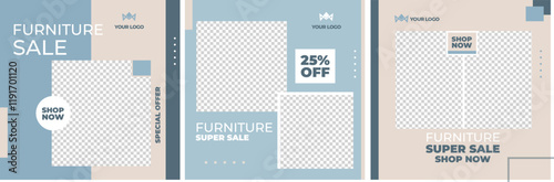 Furniture sale social media and Instagram post template banner interior design home square flyer